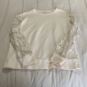 Sweatshirt material with lace detail